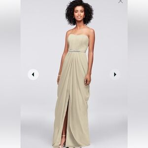 NWT Strapless Chiffon Bridesmaid Dress with Swag Skirt size 6 STYLE# F19…
